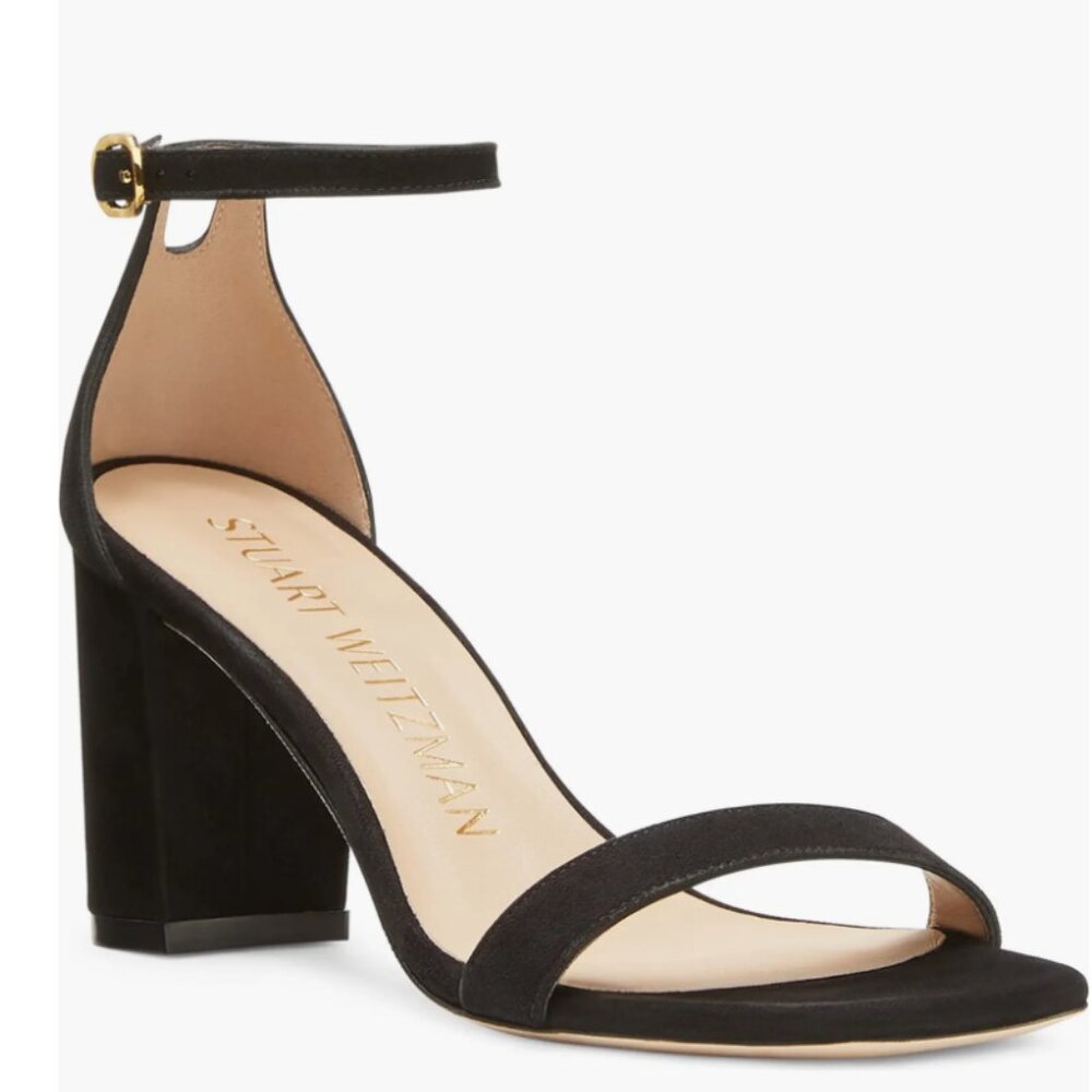 NWB Stuart Weitzman Black Nudistcurve 75 Block Heel Sandal - Picture 1 of 6